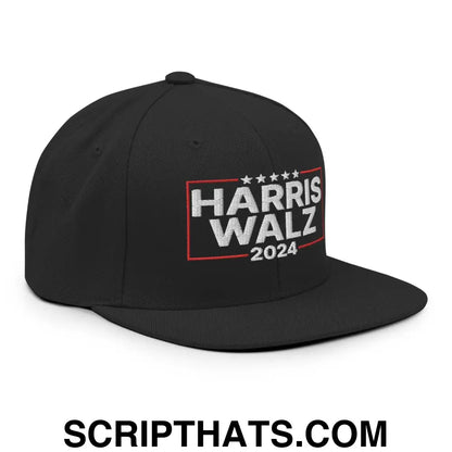 Harris Walz 2024 Flat Bill Brim Snapback Hat Black