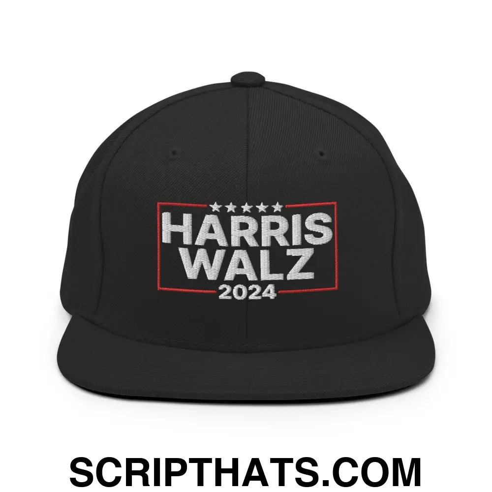 Harris Walz 2024 Flat Bill Brim Snapback Hat Black