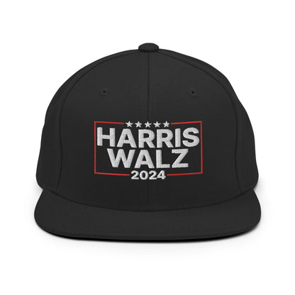 Harris Walz 2024 Flat Bill Brim Snapback Hat Black