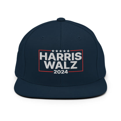 Harris Walz 2024 Flat Bill Brim Snapback Hat Dark Navy