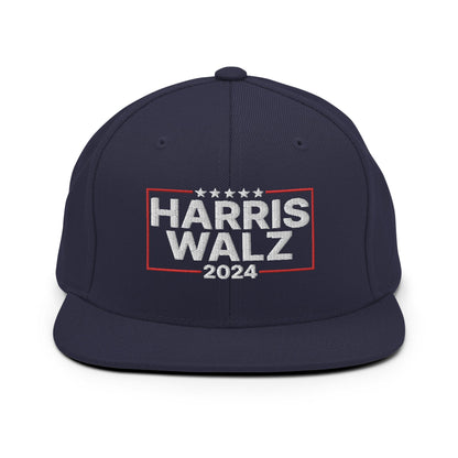 Harris Walz 2024 Flat Bill Brim Snapback Hat Navy