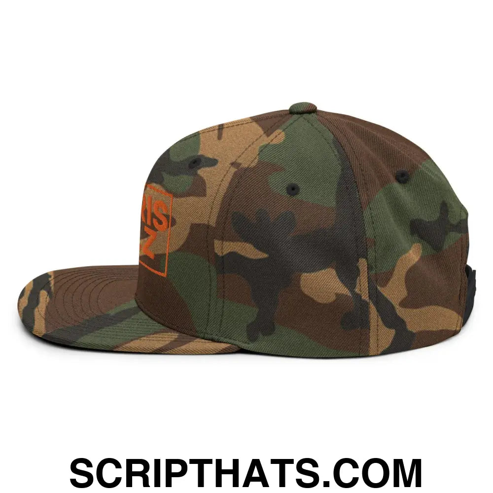 Harris Walz 2024 Flat Bill Brim Snapback Hat Orange Camo Camo