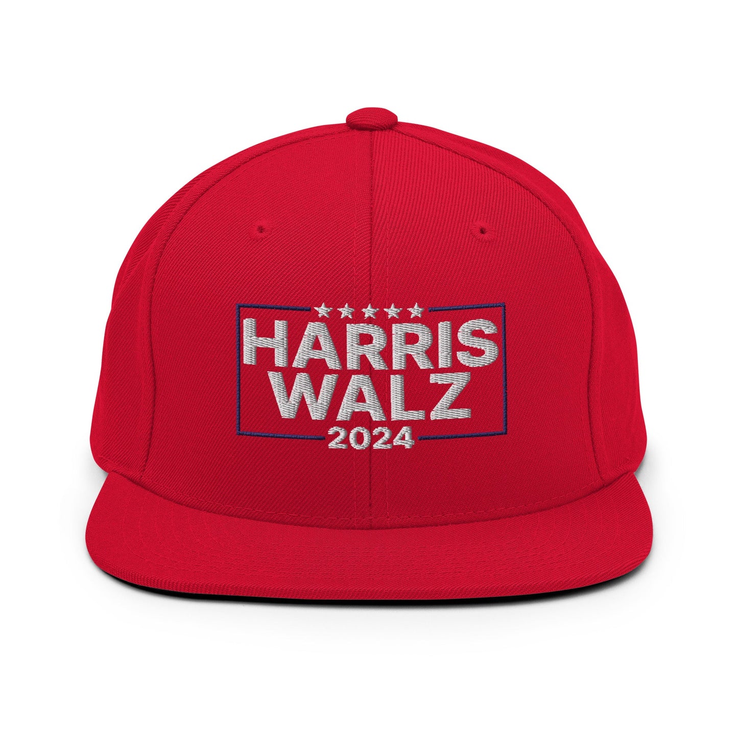 Harris Walz 2024 Flat Bill Brim Snapback Hat Red