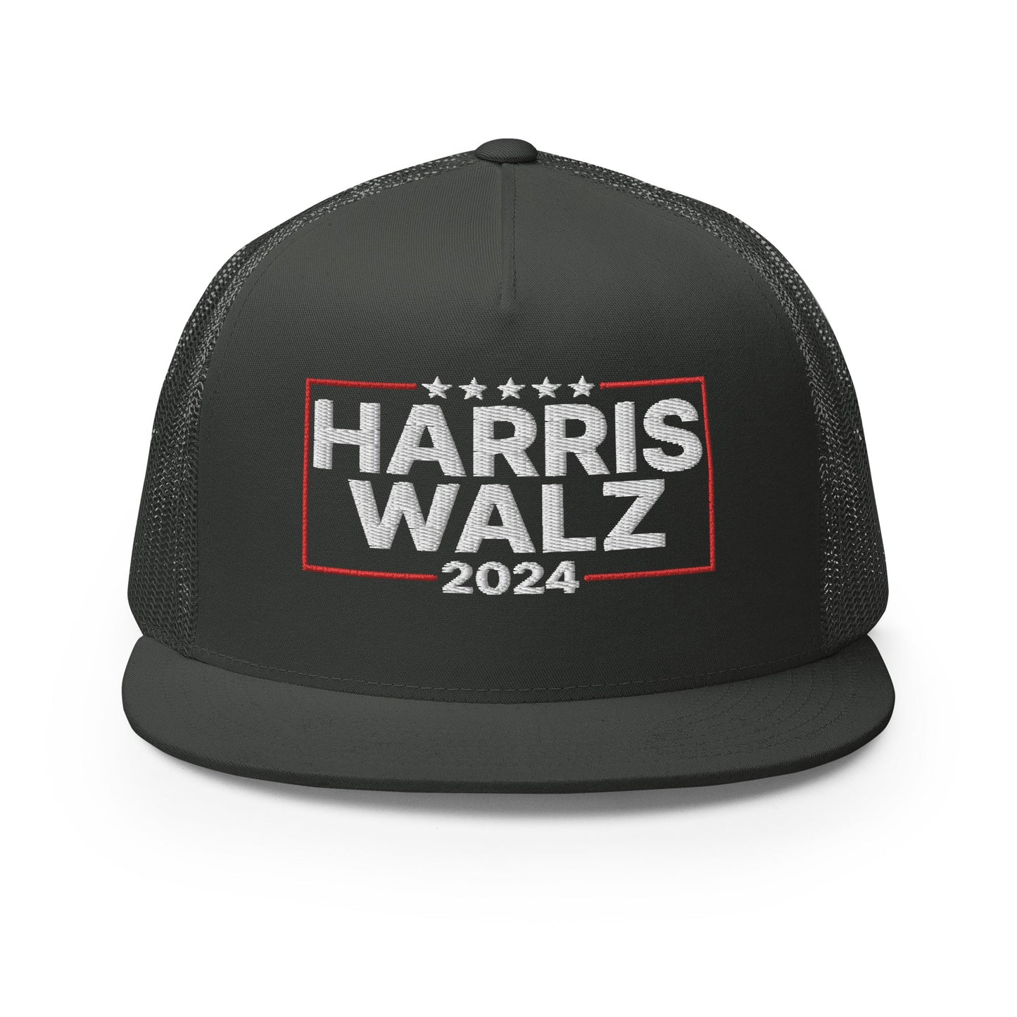 Harris Walz 2024 Flat Bill Brim Trucker Hat Charcoal