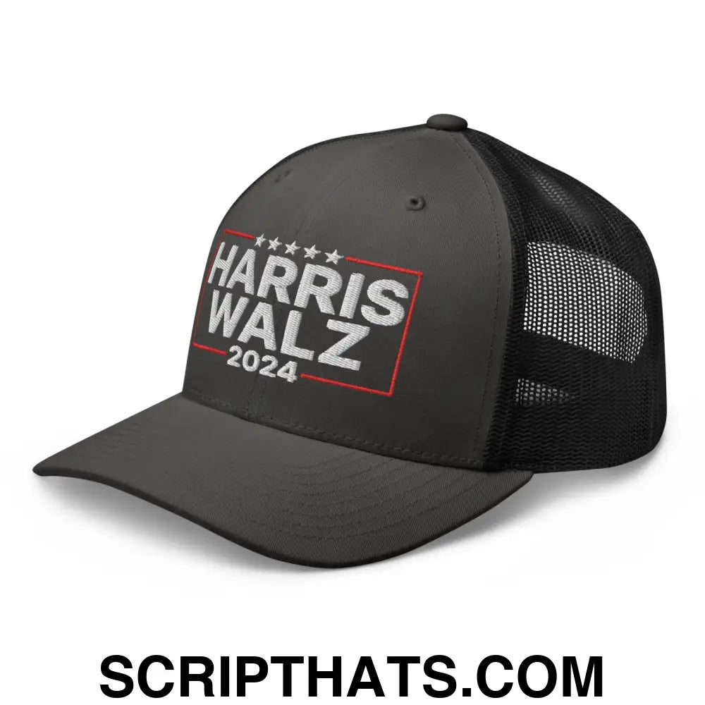 Harris Walz 2024 Retro Trucker Hat Charcoal Black