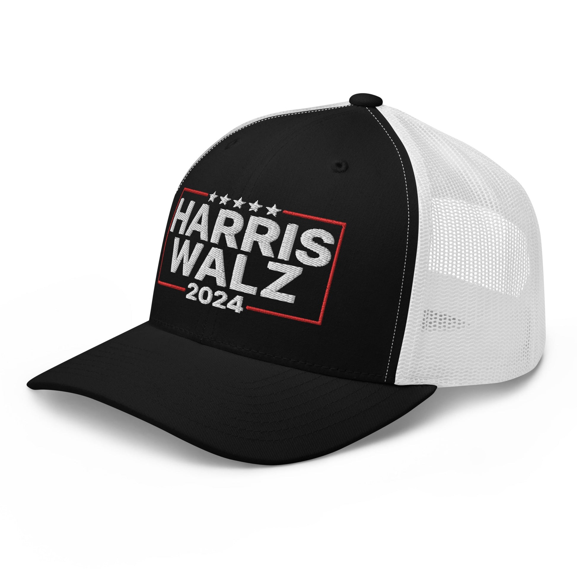 Harris Walz 2024 Retro Trucker Hat Black White