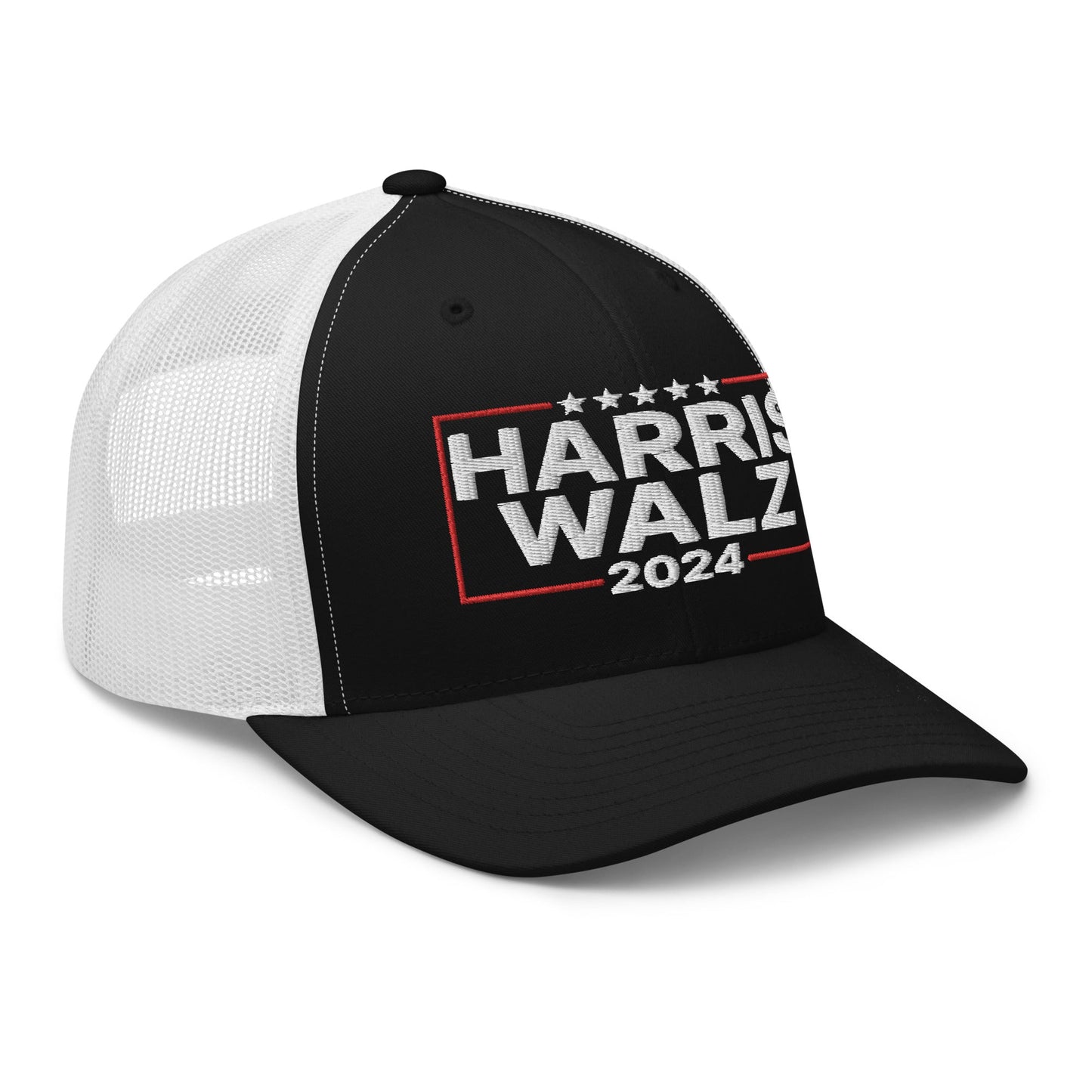 Harris Walz 2024 Retro Trucker Hat Black White