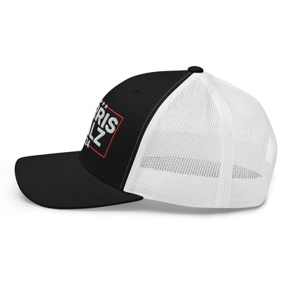 Harris Walz 2024 Retro Trucker Hat Black White