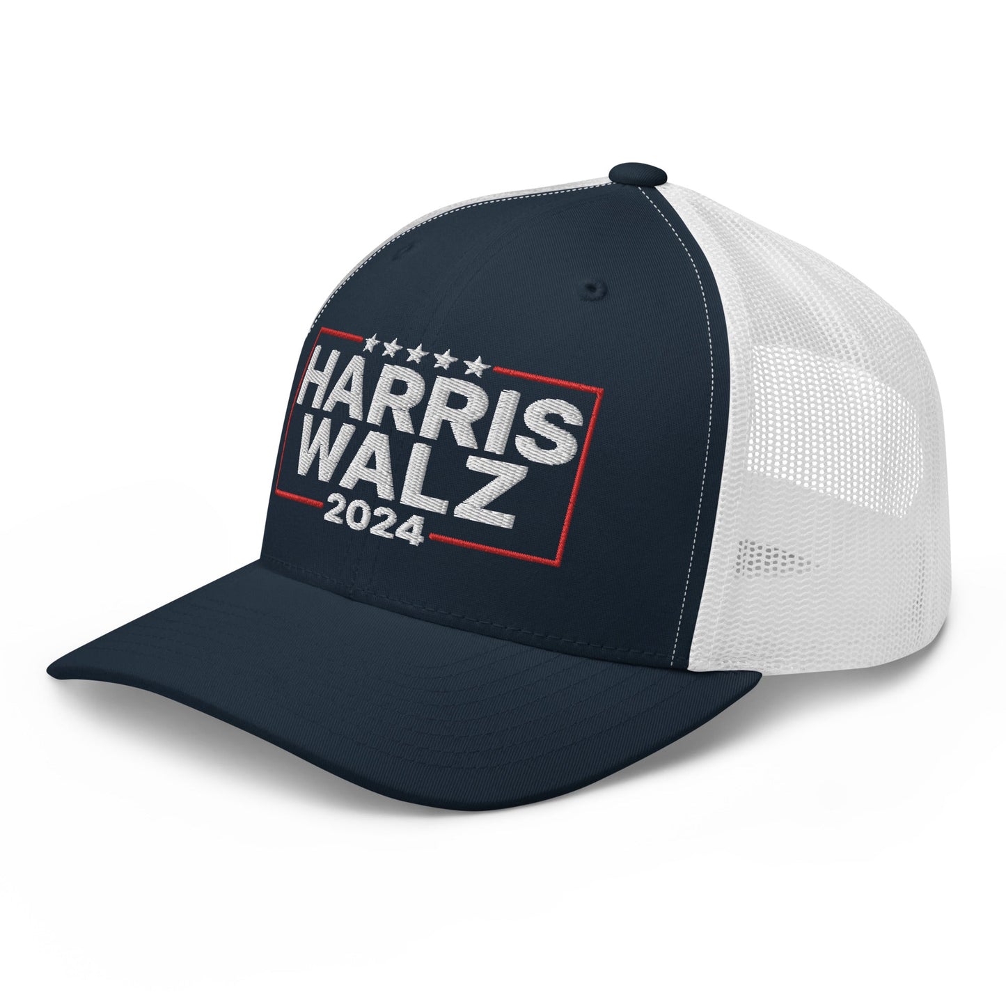 Harris Walz 2024 Retro Trucker Hat Navy White