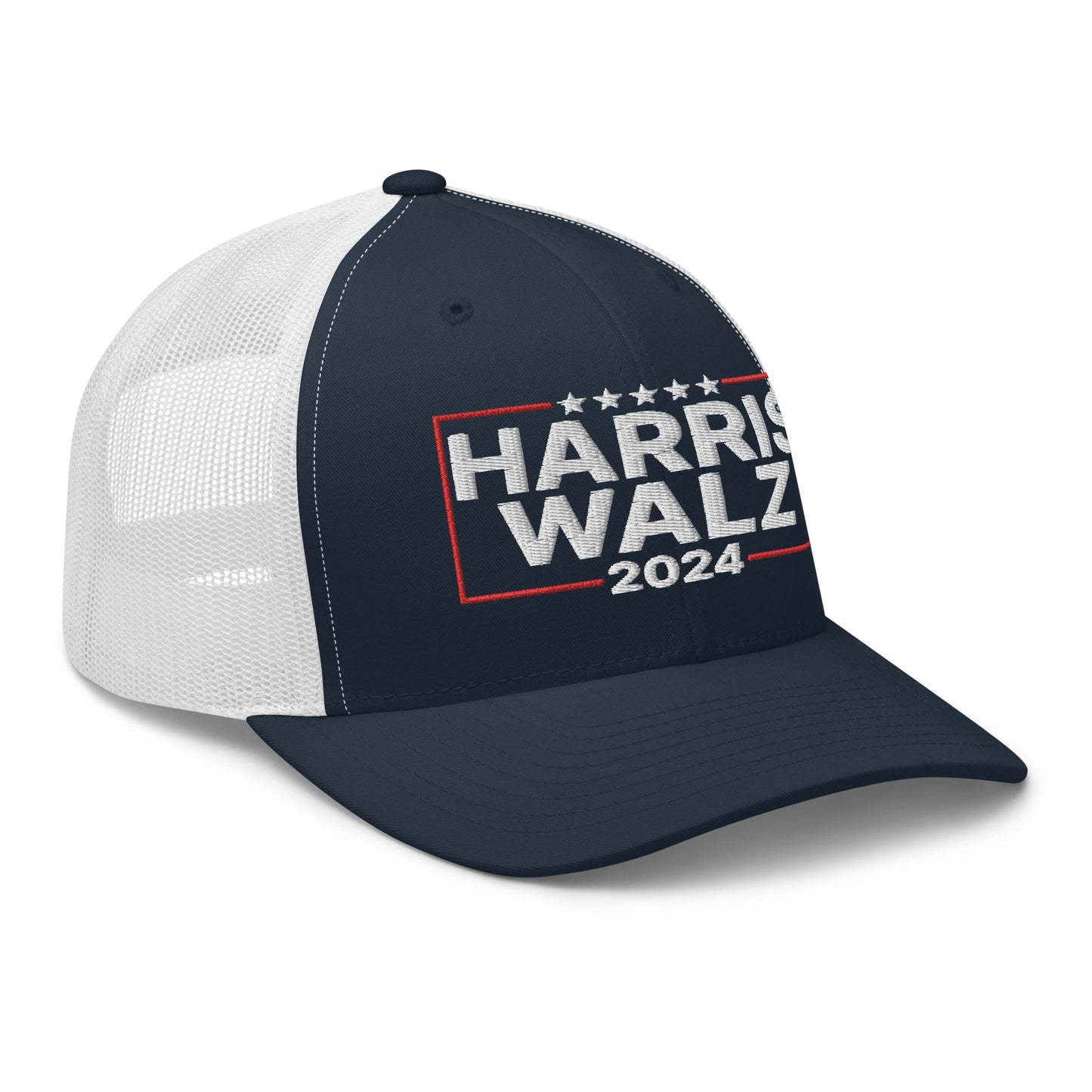 Harris Walz 2024 Retro Trucker Hat Navy White