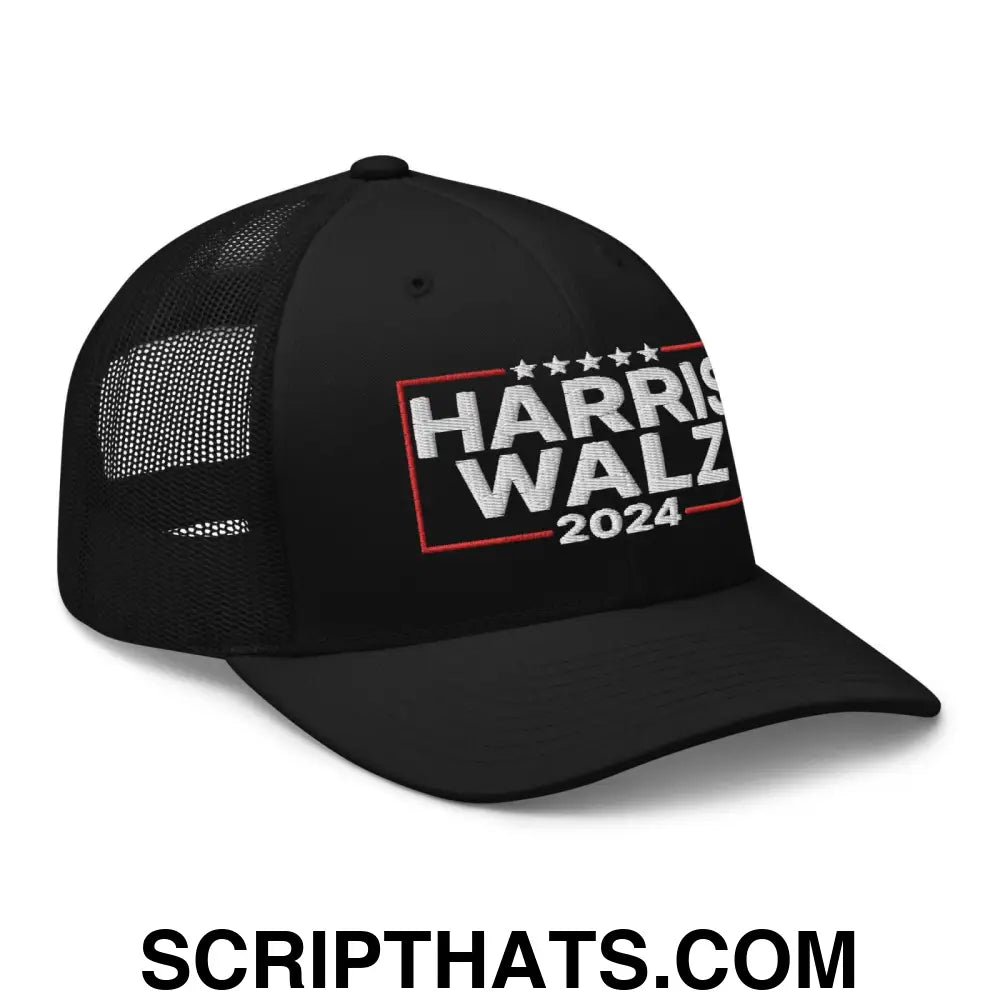 Harris Walz 2024 Retro Trucker Hat Black