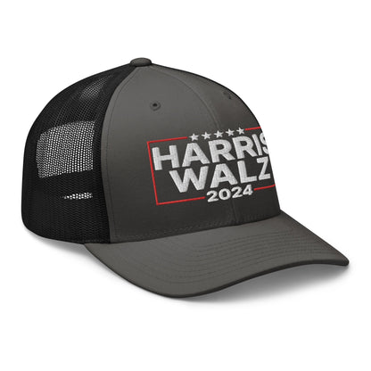 Harris Walz 2024 Retro Trucker Hat Charcoal Black