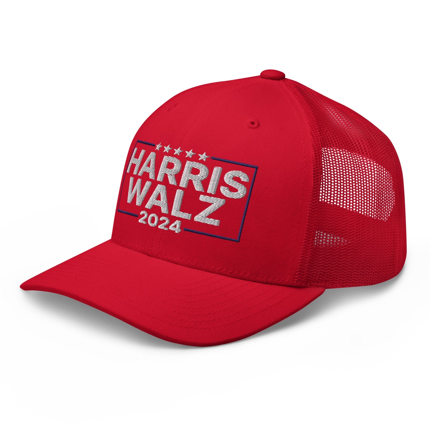 Harris Walz 2024 Retro Trucker Hat Red