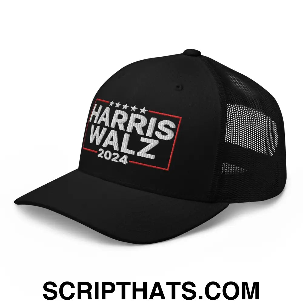 Harris Walz 2024 Retro Trucker Hat Black