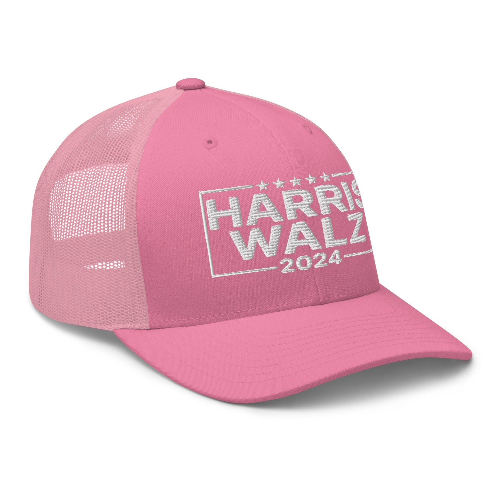 Harris Walz 2024 Retro Trucker Hat Pink