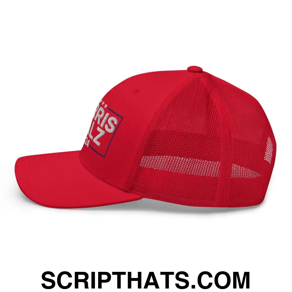 Harris Walz 2024 Retro Trucker Hat Red