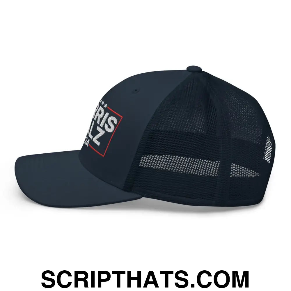 Harris Walz 2024 Retro Trucker Hat Navy