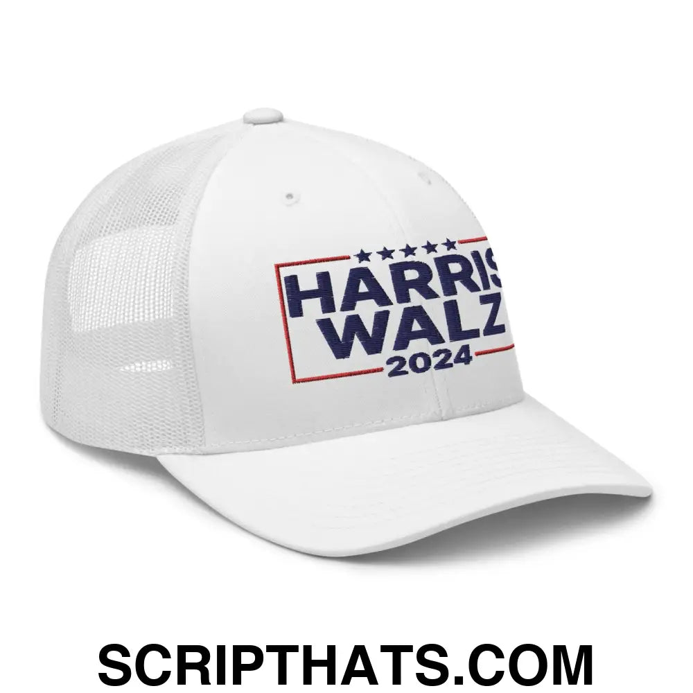 Harris Walz 2024 Retro Trucker Hat White