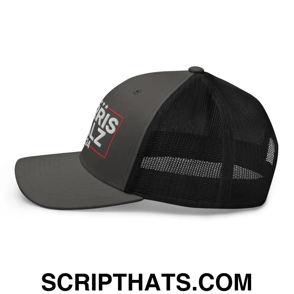 Harris Walz 2024 Retro Trucker Hat Charcoal Black