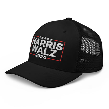 Harris Walz 2024 Retro Trucker Hat Black