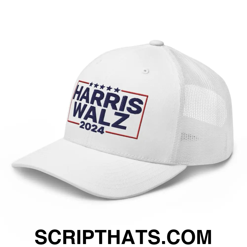 Harris Walz 2024 Retro Trucker Hat White