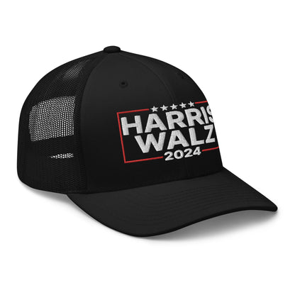 Harris Walz 2024 Retro Trucker Hat Black