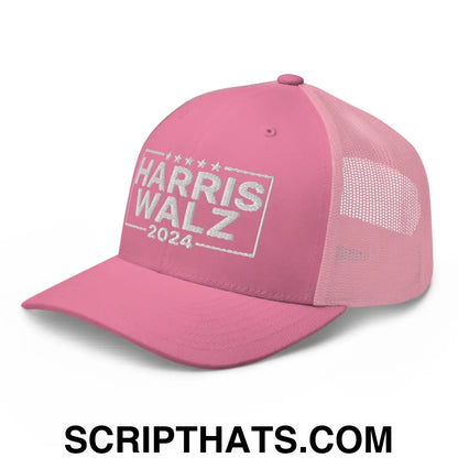 Harris Walz 2024 Retro Trucker Hat Pink