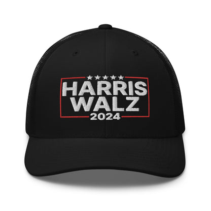 Harris Walz 2024 Retro Trucker Hat Black