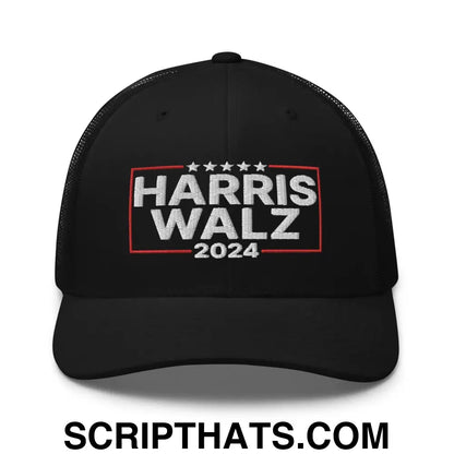 Harris Walz 2024 Retro Trucker Hat Black