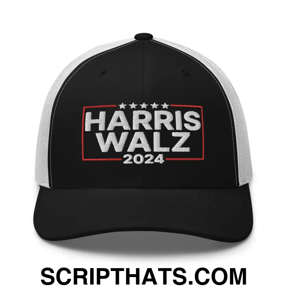 Harris Walz 2024 Retro Trucker Hat Black White