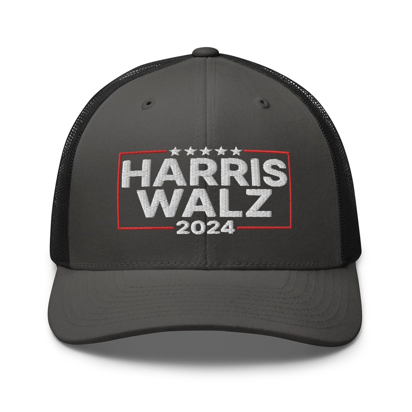 Harris Walz 2024 Retro Trucker Hat Charcoal Black