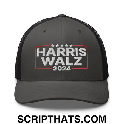 Harris Walz 2024 Retro Trucker Hat Charcoal Black