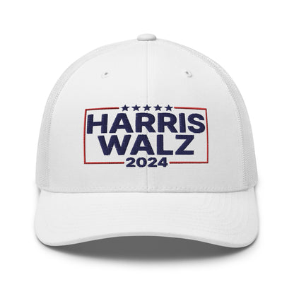 Harris Walz 2024 Retro Trucker Hat White