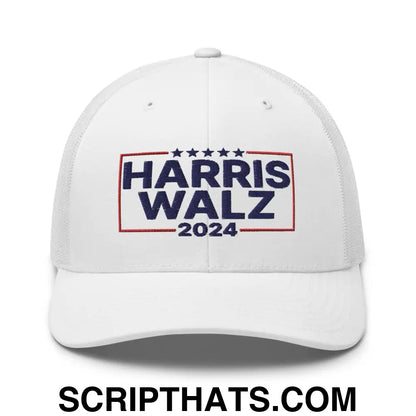 Harris Walz 2024 Retro Trucker Hat White