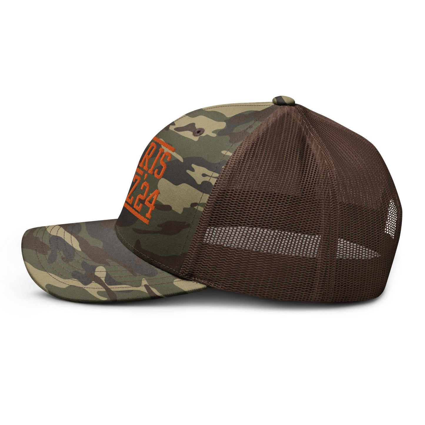 Harris Walz '24 2024 Camo Trucker Hat Orange Camo Brown