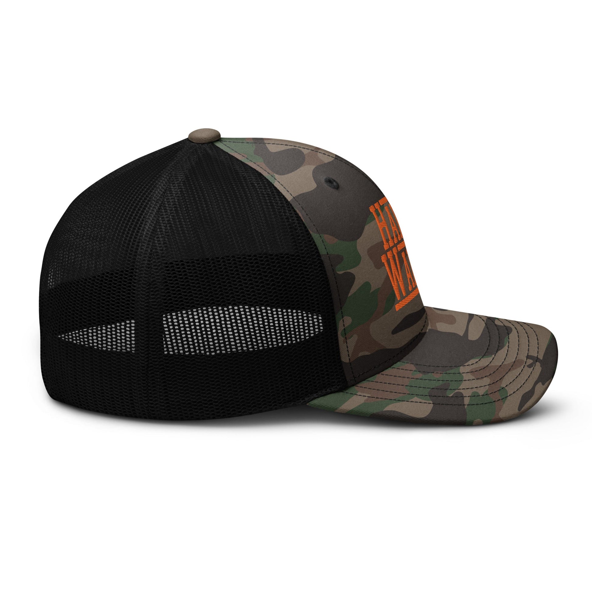 Harris Walz '24 2024 Camo Trucker Hat Orange Camo Black