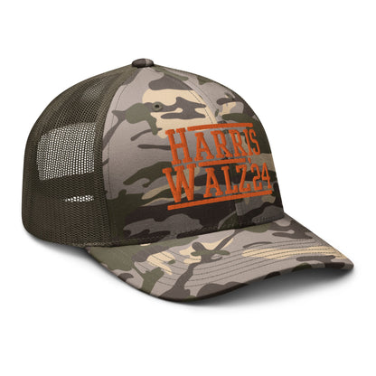 Harris Walz '24 2024 Camo Trucker Hat Orange Camo Olive