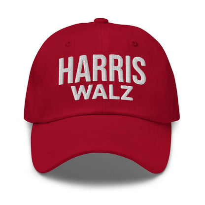 Harris Walz Embroidered Dad Hat Cranberry