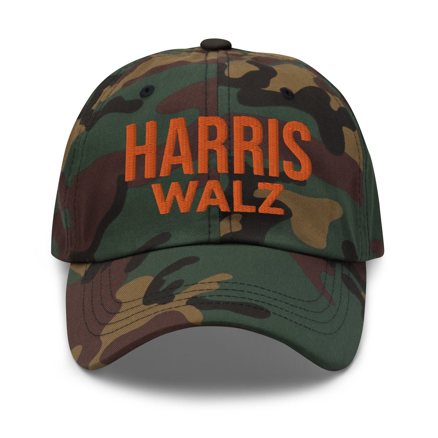 Harris Walz Embroidered Orange Camo Dad Hat Default Title