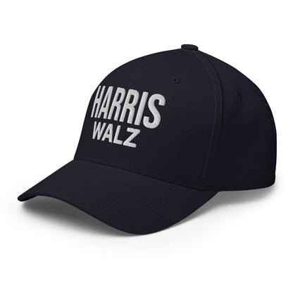 Harris Walz Embroidered Stretch Fit Baseball Hat Dark Navy