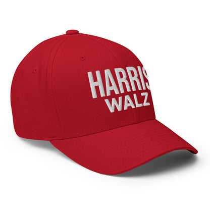 Harris Walz Embroidered Stretch Fit Baseball Hat Red