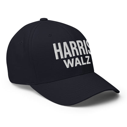 Harris Walz Embroidered Stretch Fit Baseball Hat Dark Navy