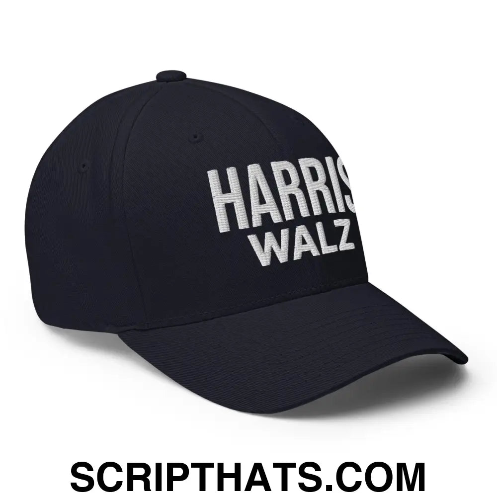 Harris Walz Embroidered Stretch Fit Baseball Hat Dark Navy