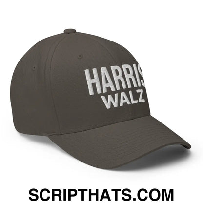 Harris Walz Embroidered Stretch Fit Baseball Hat Dark Grey