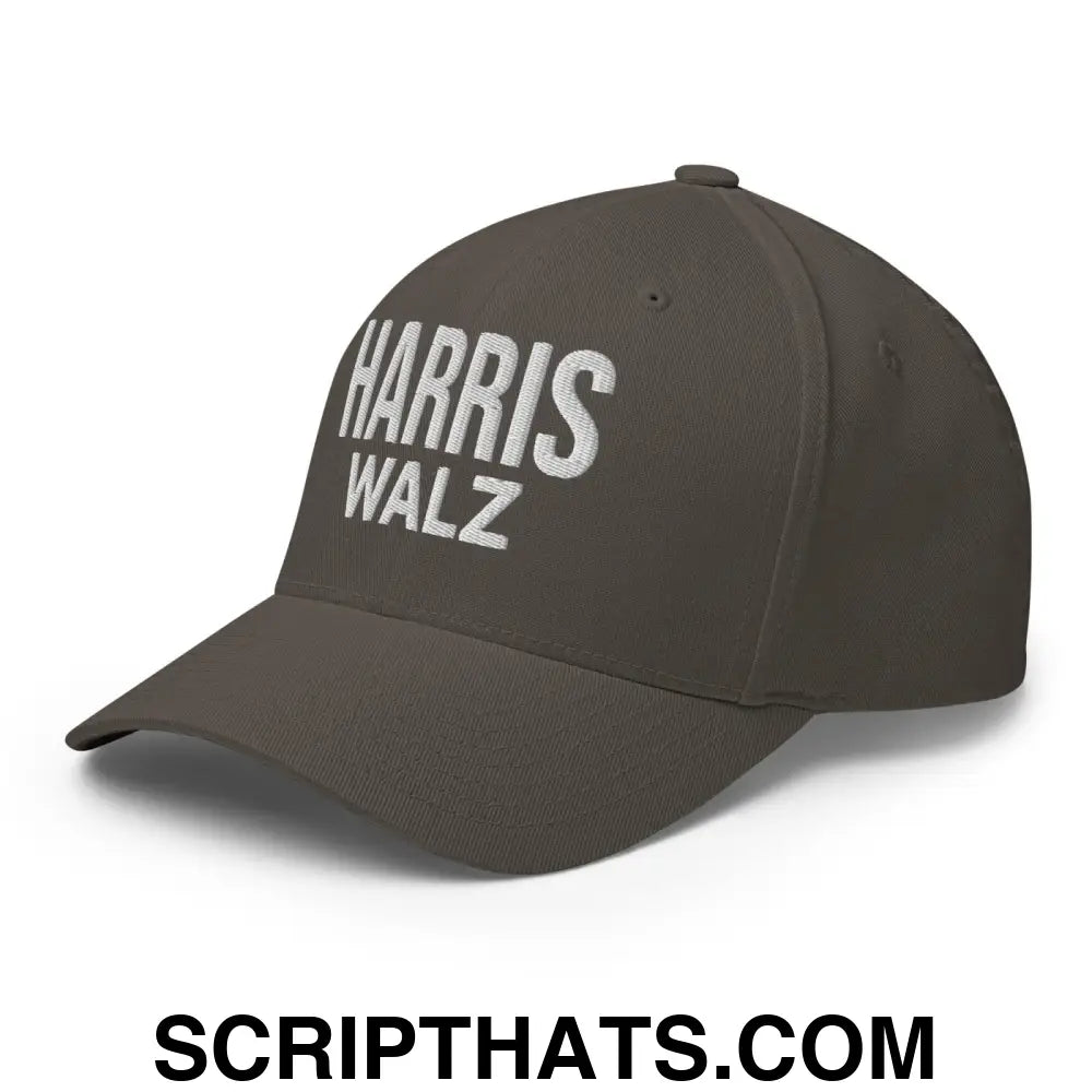 Harris Walz Embroidered Stretch Fit Baseball Hat Dark Grey