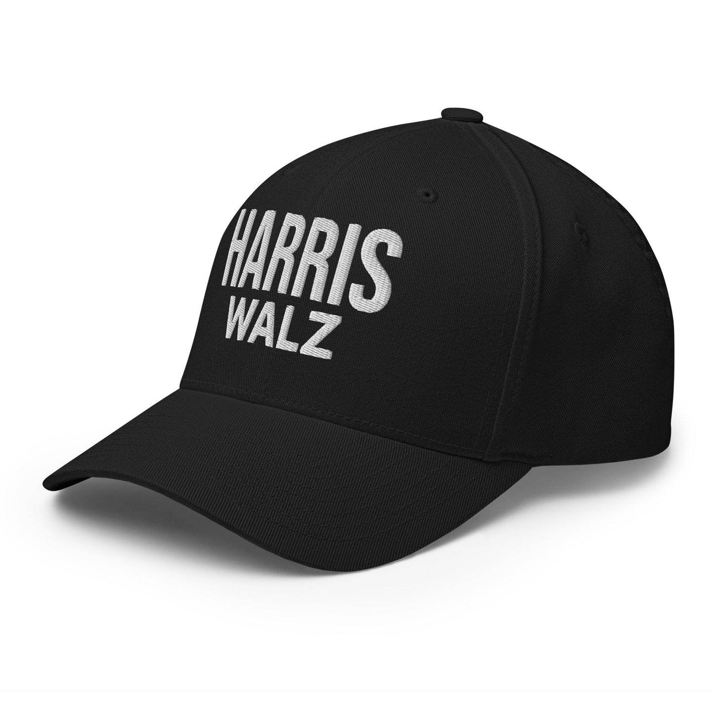 Harris Walz Embroidered Stretch Fit Baseball Hat Black