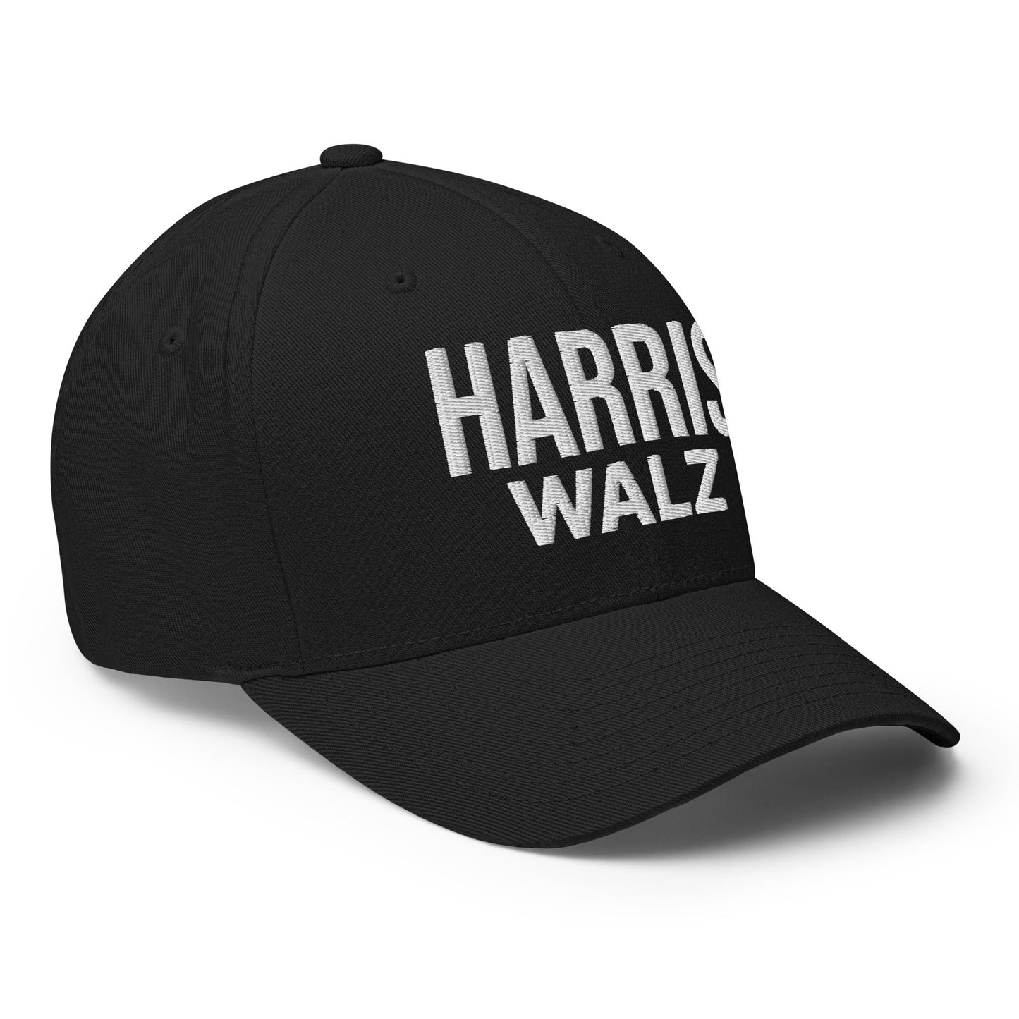 Harris Walz Embroidered Stretch Fit Baseball Hat Black