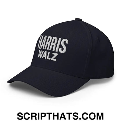 Harris Walz Embroidered Stretch Fit Baseball Hat Dark Navy