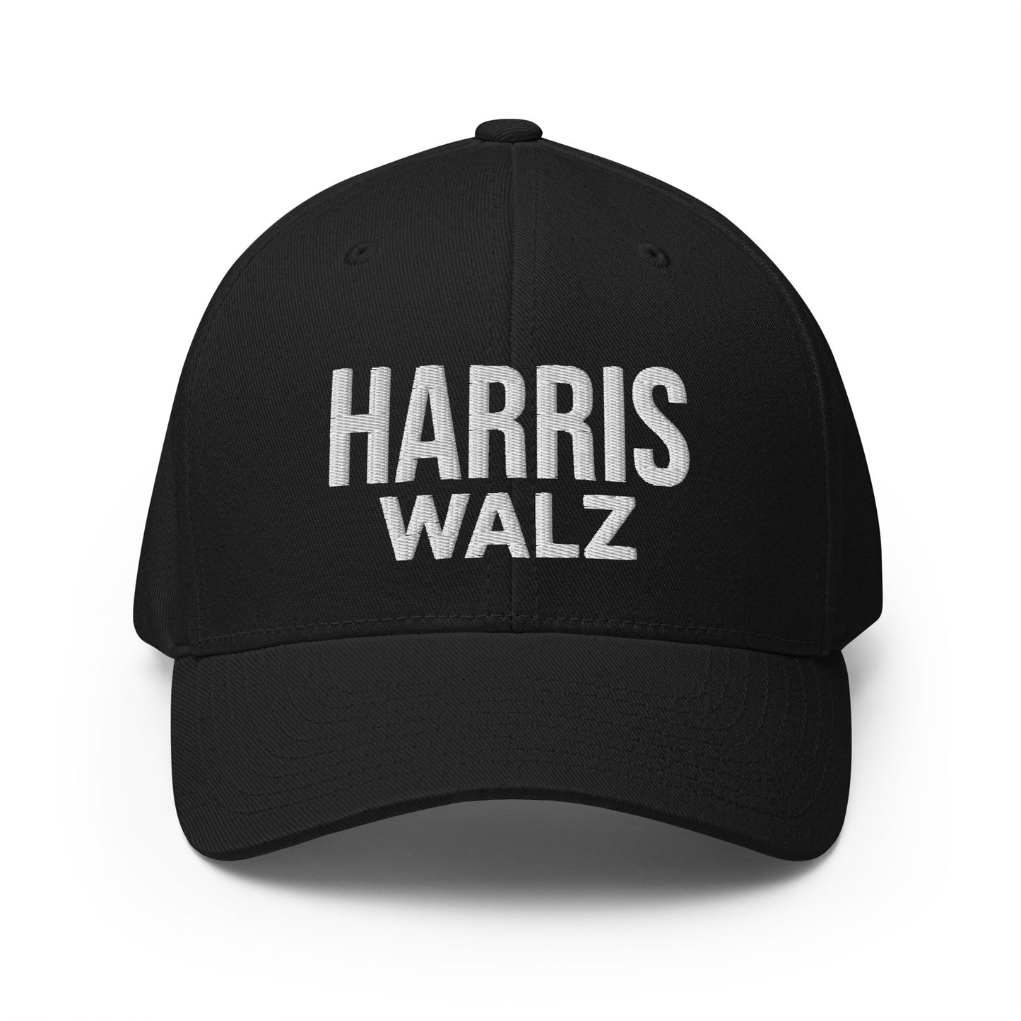 Harris Walz Embroidered Stretch Fit Baseball Hat Black