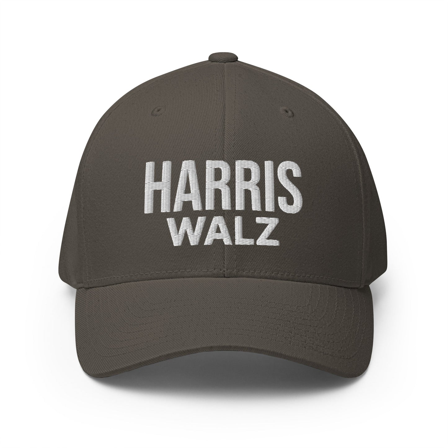 Harris Walz Embroidered Stretch Fit Baseball Hat Dark Grey